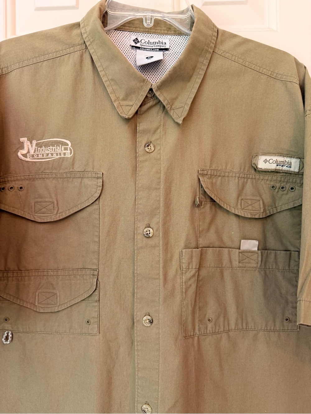 Columbia PFG Shirt Fishing Vented Short Sleeve Button Down Tan/Brown Men’s Sz XL - Picture 2 of 16